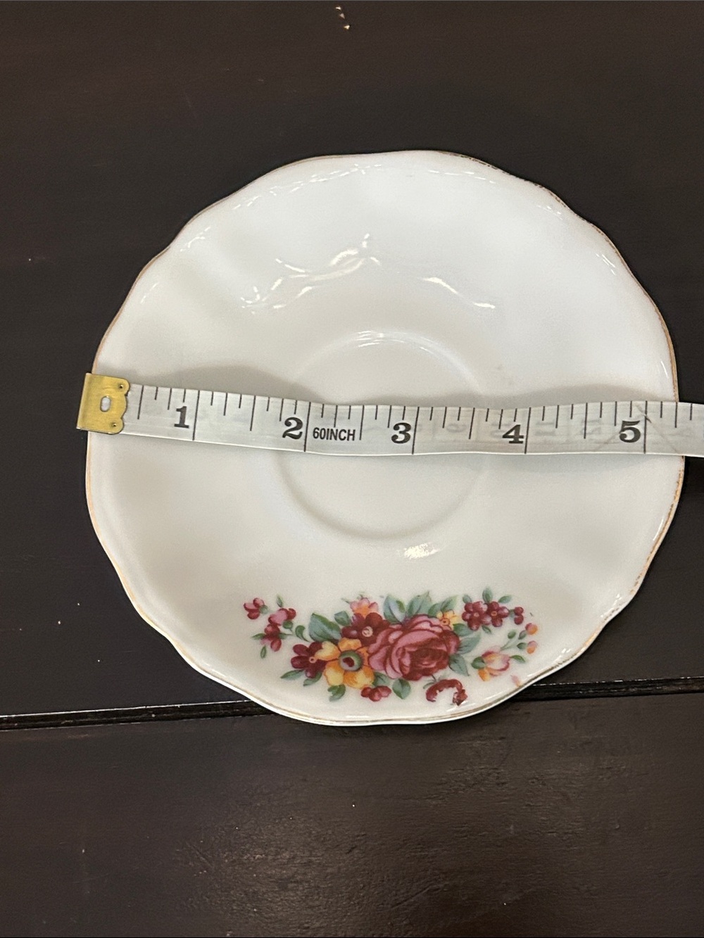 White Floral Porcelain Saucers - Set of 4 - Picture 3 of 5